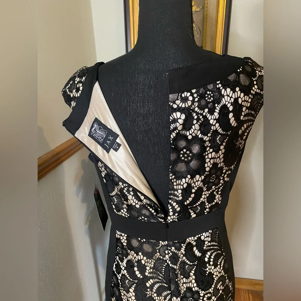 JAX black lace and nude dress, size 6 - Picture 6 of 6